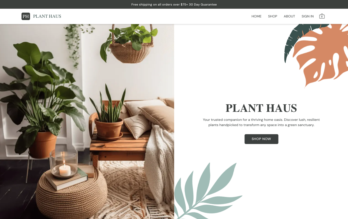 Plant Haus site preview
